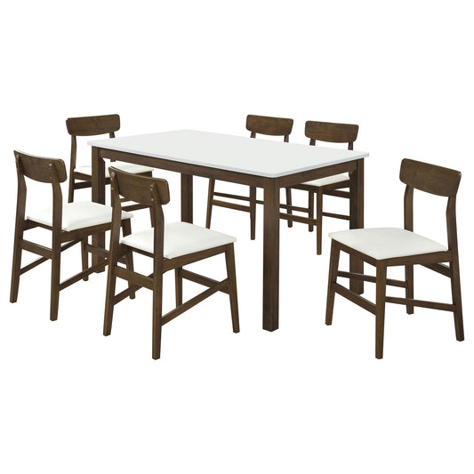 Merrin 7-piece 55-inch Rectangular Dining Set Off White and Walnut
