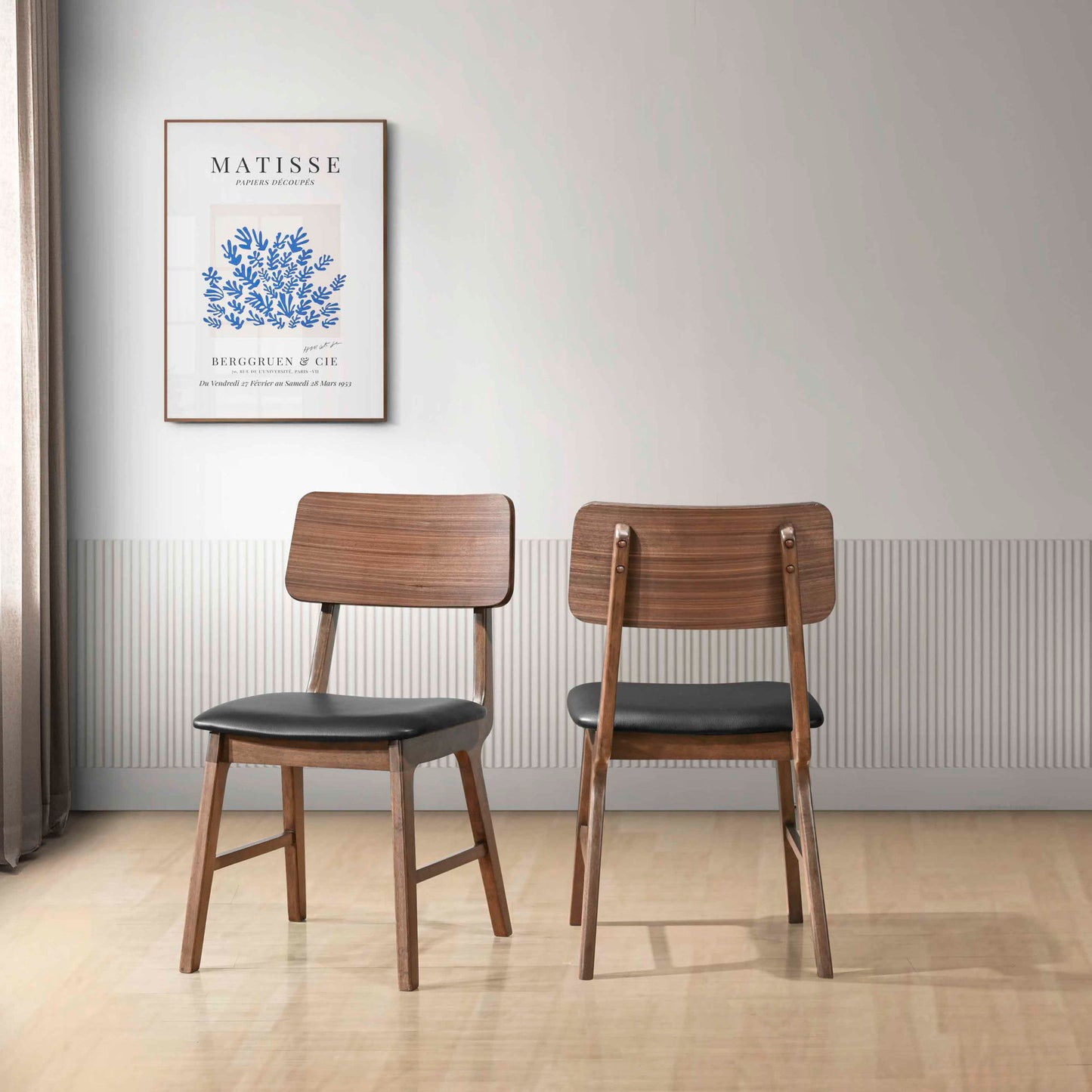 Thea - Wood Back Side Chair With Black Seat (Set of 2) - Walnut