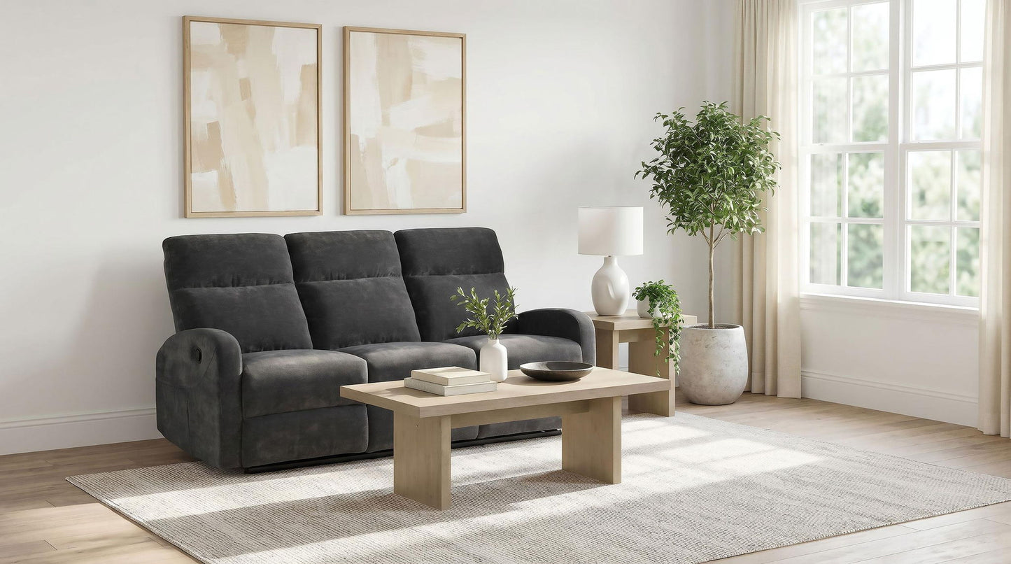 Hamilton Chenille Manual Reclining Sofa Charcoal Grey