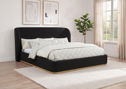 Blaire Upholstered California King Wingback Platform Bed Black
