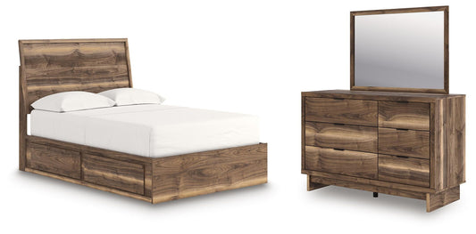 Chirason - 3 Pc. - Full Panel Storage Bed, Dresser And Mirror - Brown