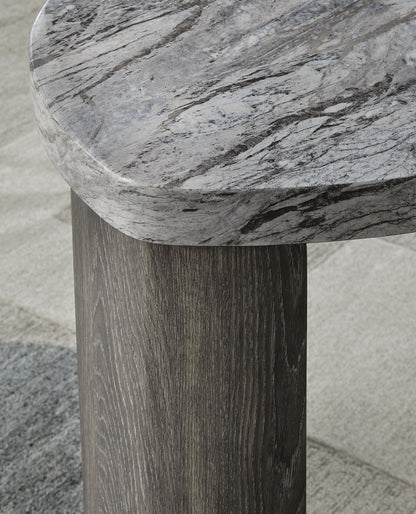 Surmour - Triangle End Table - Gray / Brown