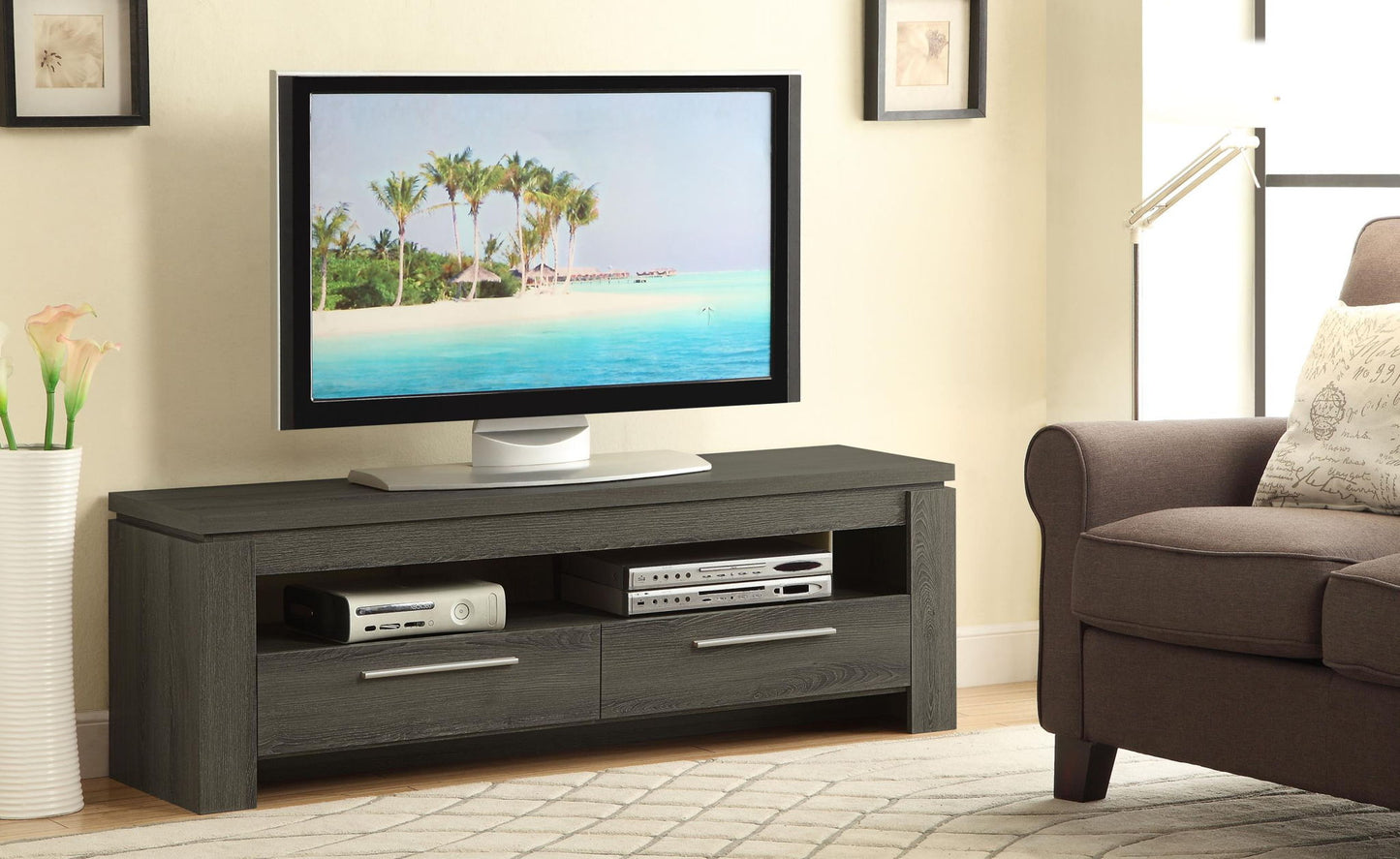Elkton 2-drawer Engineered Wood 59-inch TV Stand Weathered Grey