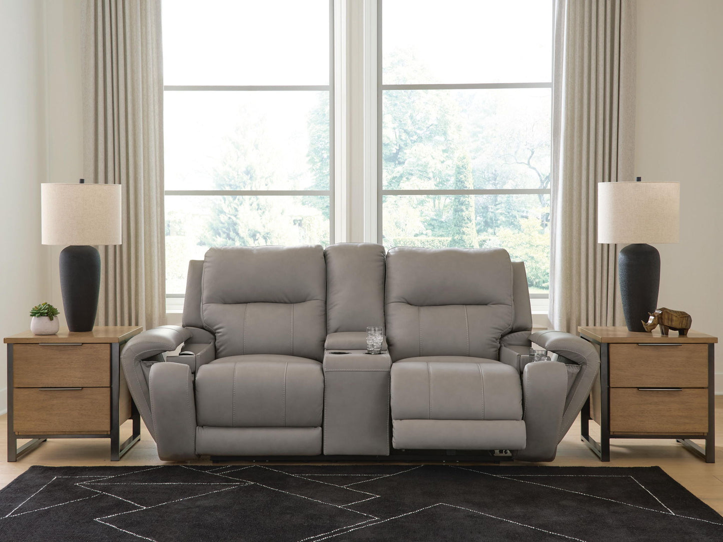 Real Moments - Power Reclining Loveseat With Audio Seating - Ash