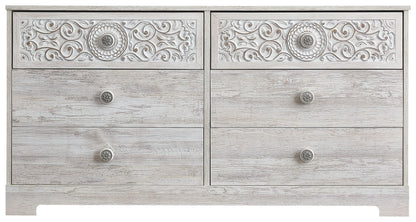 Paxberry - Six Drawer Dresser - Vinyl-Wrapped - Whitewash