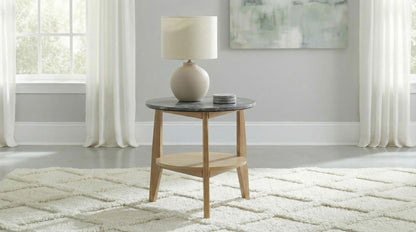 Bradley Round SmartTop End Side Table Grey and Natural