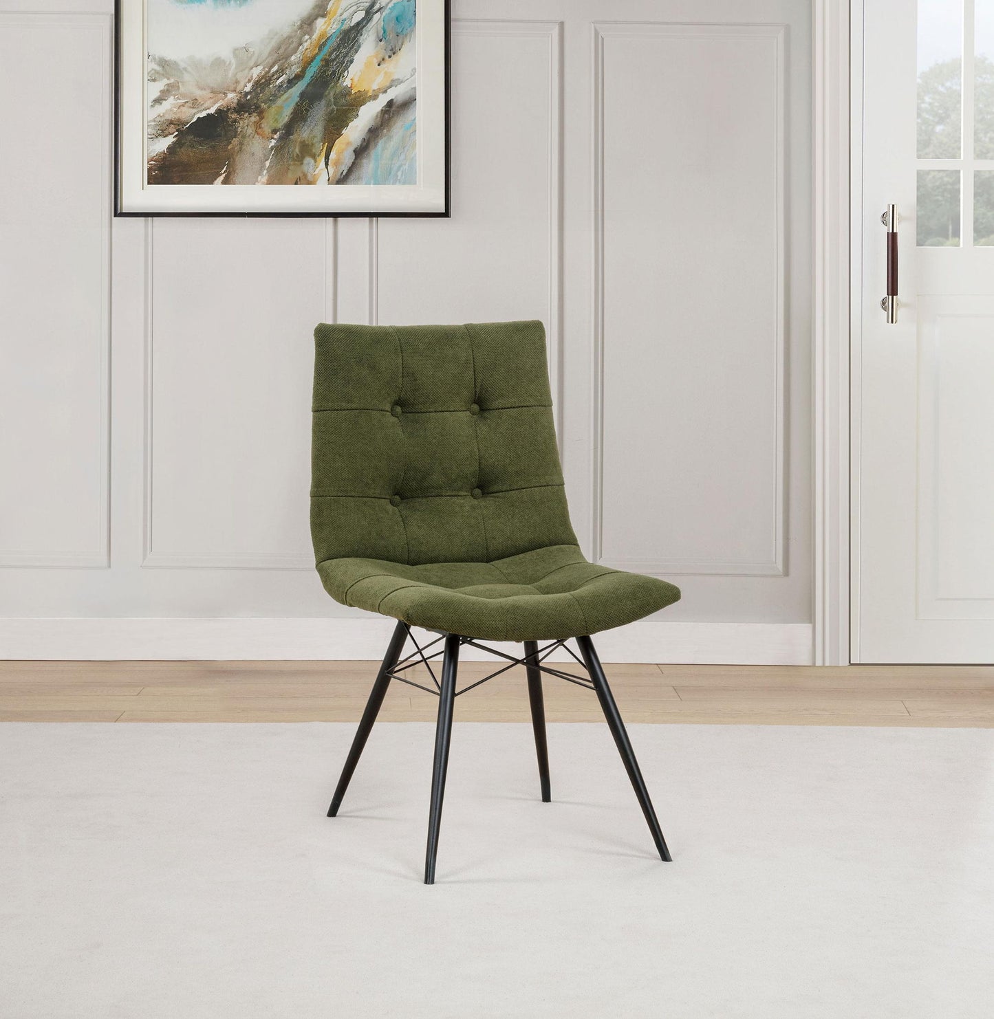 Aiken Fabric Upholstered Dining Side Chair Saddle Forest Green (Set of 4)