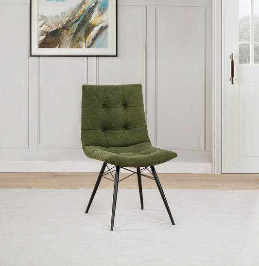 Aiken Fabric Upholstered Dining Side Chair Saddle Forest Green (Set of 4)