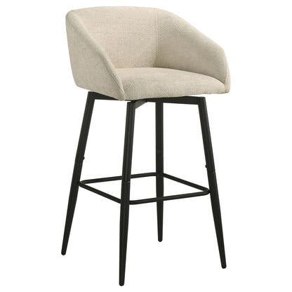 Rainer Fabric Upholstered Swivel Bar Chair Cream (Set of 2)