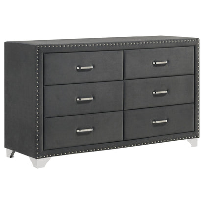 Melody 6-drawer Upholstered Dresser Grey