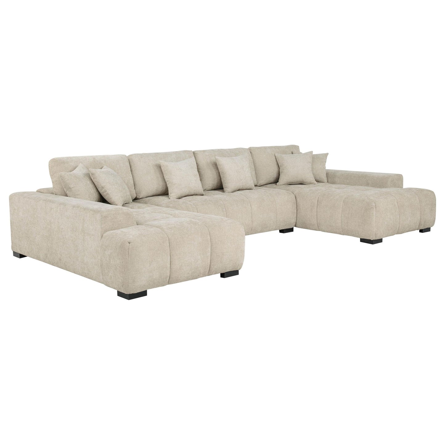 Cannella U-Shaped Double Chaise Upholstered Sectional Sofa Beige