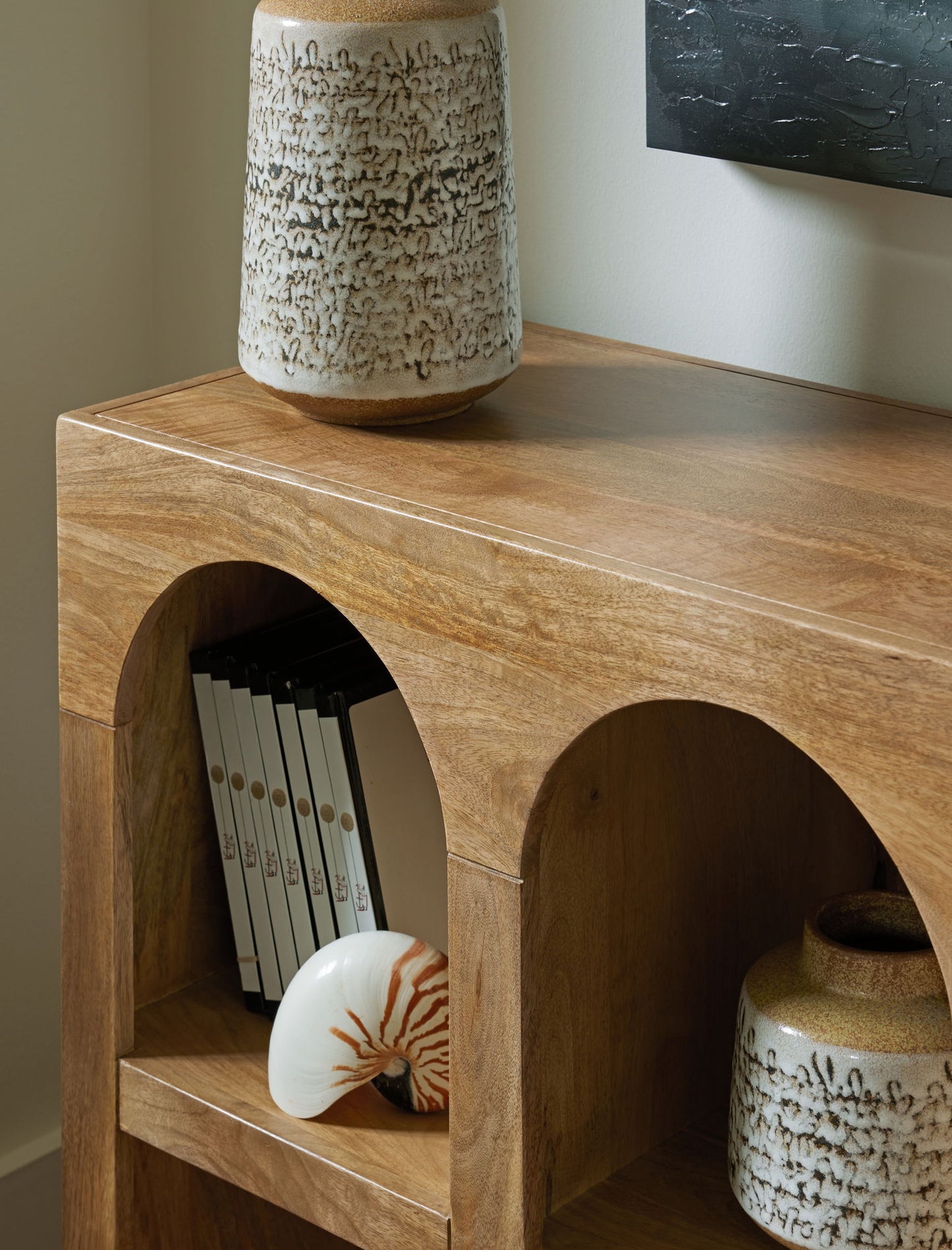 Luzmanacy - Console Sofa Table - Natural Brown