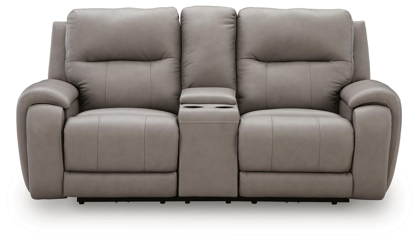 Real Moments - Power Reclining Loveseat With Audio Seating - Ash