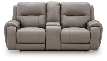 Real Moments - Power Reclining Loveseat With Audio Seating - Ash