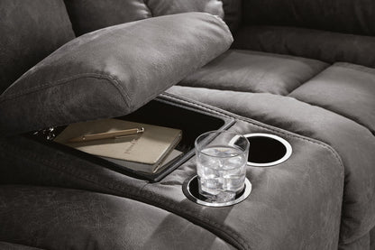 Bakerstein - Power Reclining Loveseat/Console/Adjustable Headrest - Galaxy