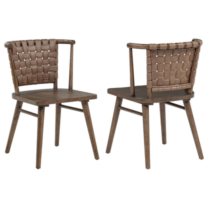 Tallis Woven Leatherette Back Dining Side Chair Brown (Set of 2)