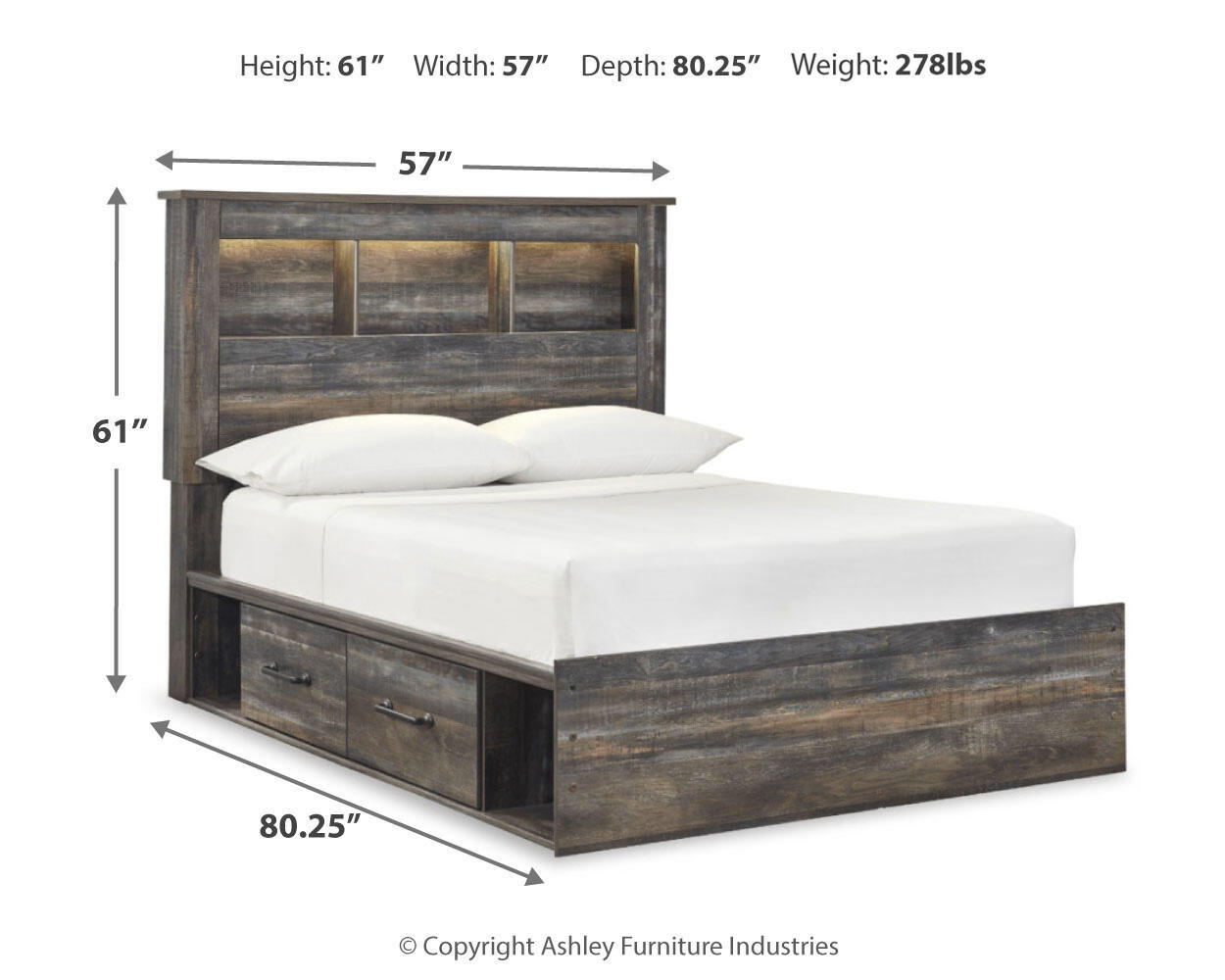 Drystan - Panel Bookcase Bed