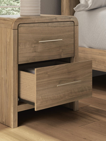 Gramburg - Two Drawer Night Stand - Warm Natural Brown