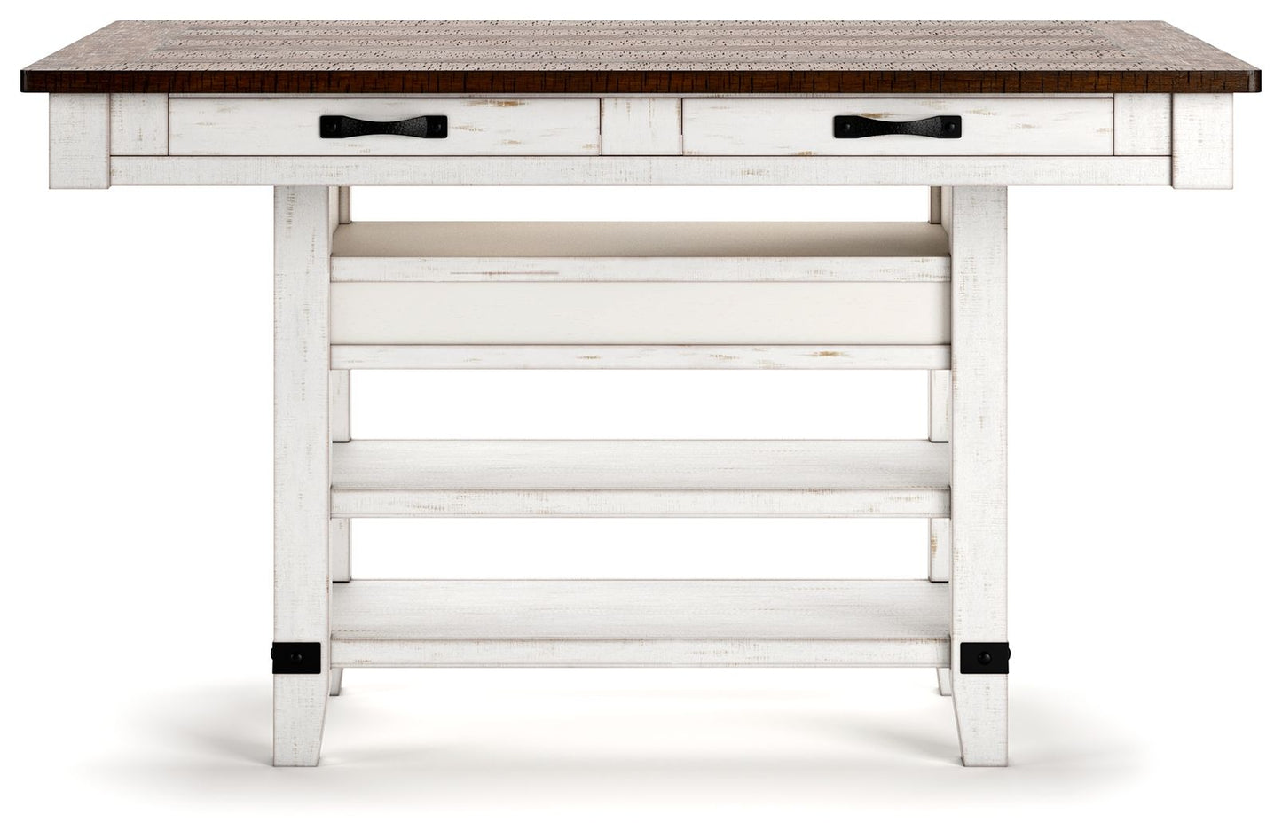 Valebeck - 5 Pc. - Counter Table With Wine Rack, 4 Swivel Stools - White / Brown