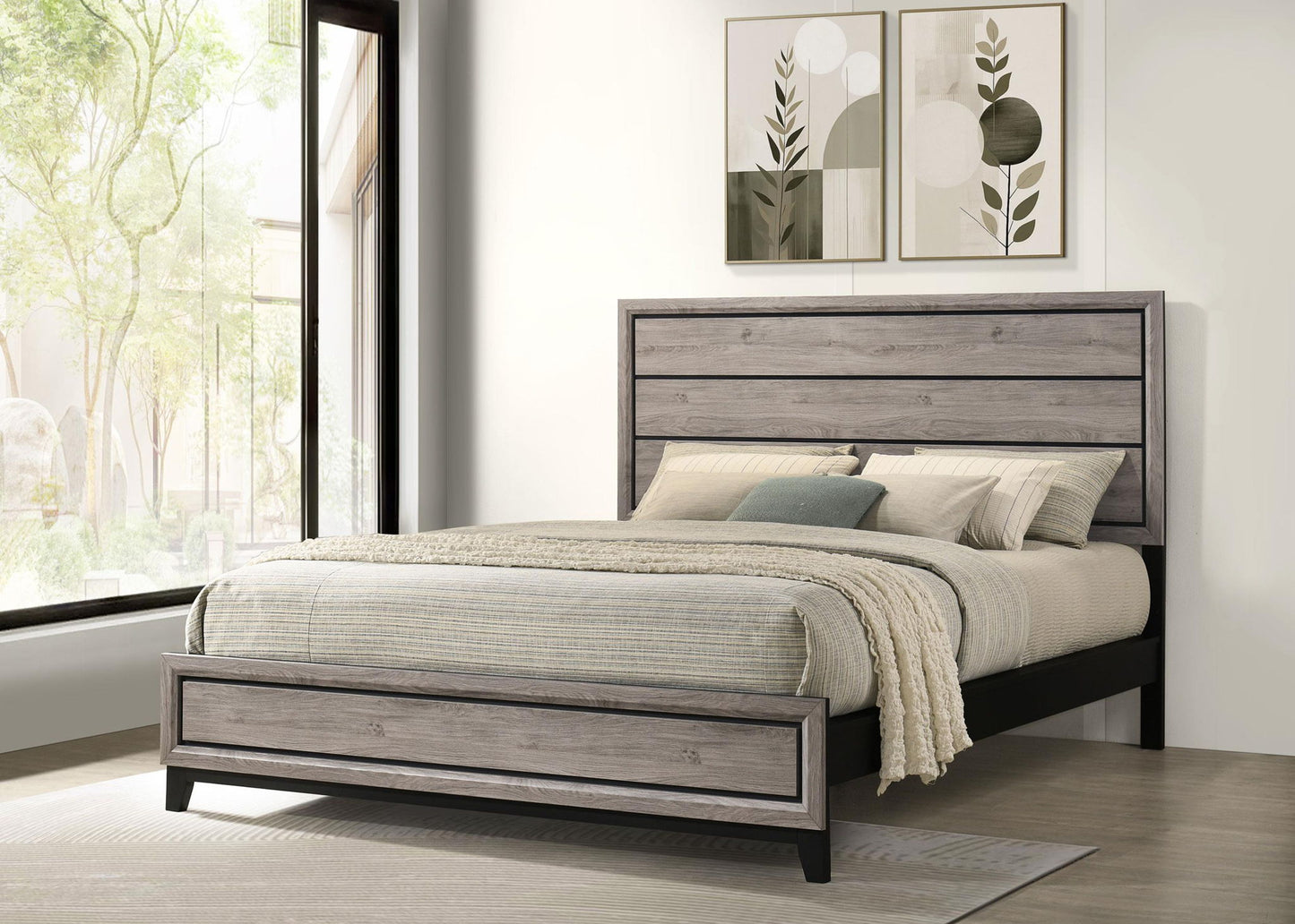 Valen Wood California King Panel Bed Light Taupe