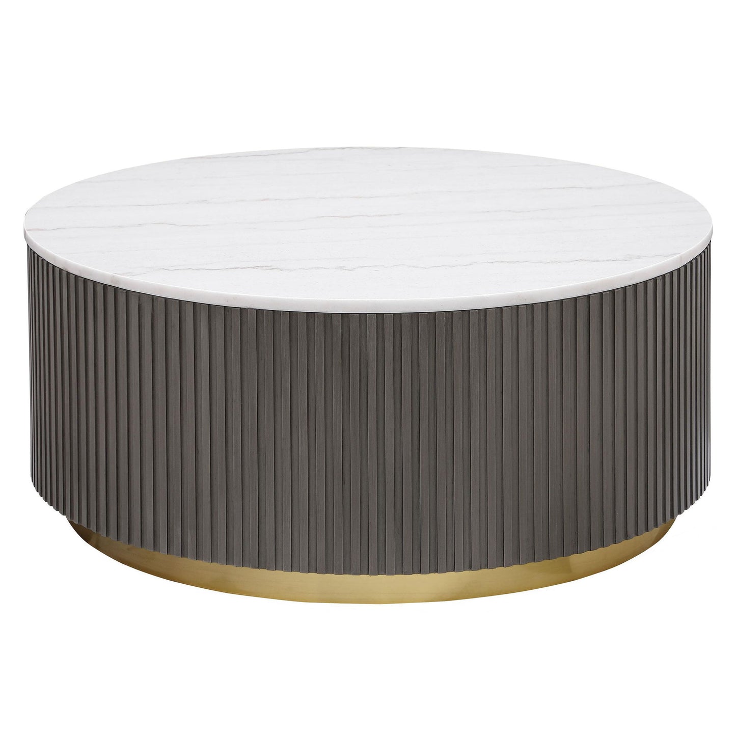 Jason Round White Marble Top Coffee Table Charcoal