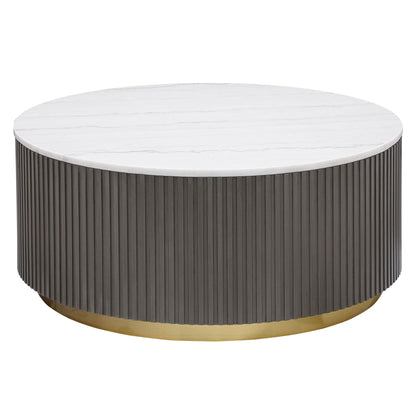 Jason Round White Marble Top Coffee Table Charcoal