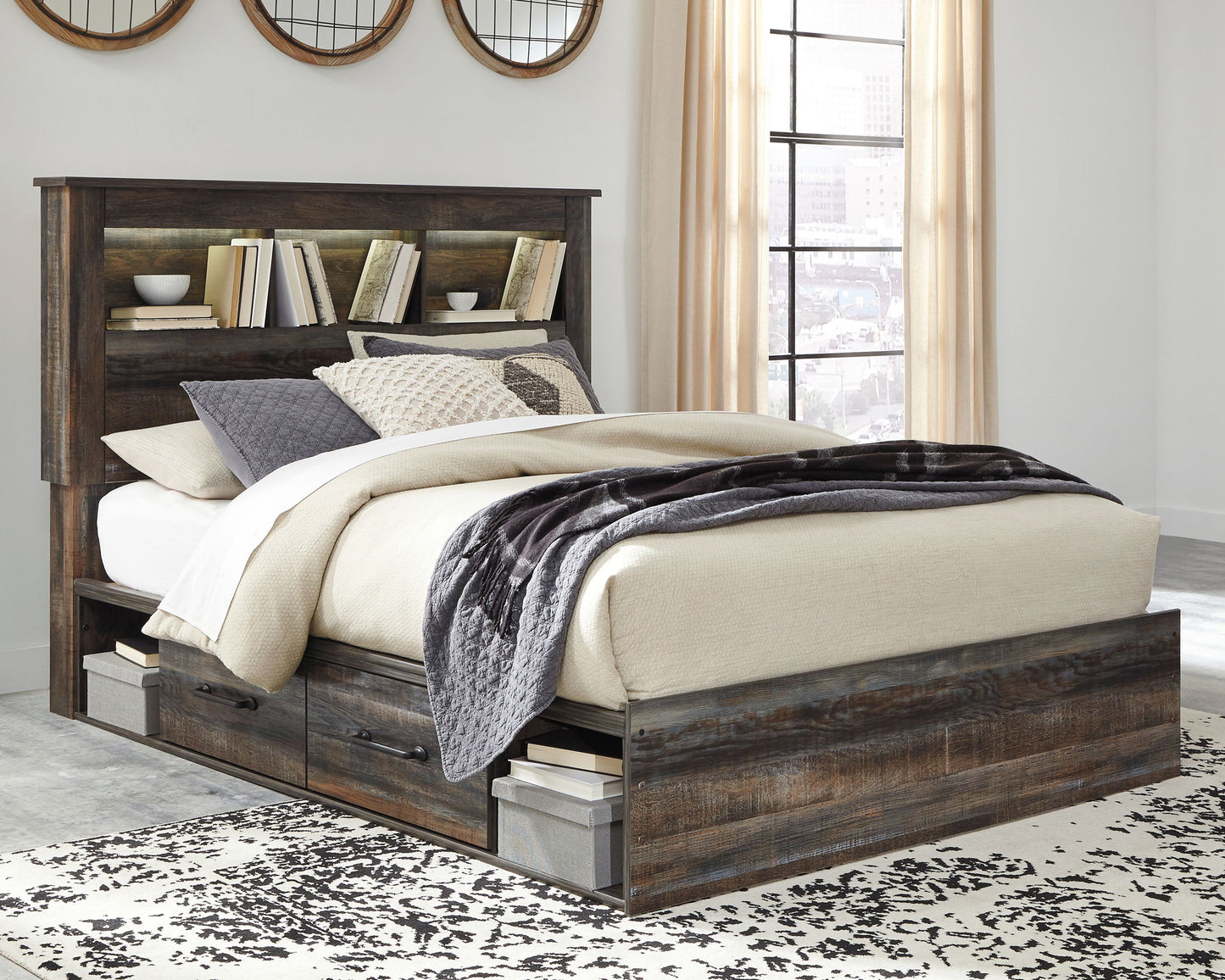 Drystan - Panel Bookcase Bed