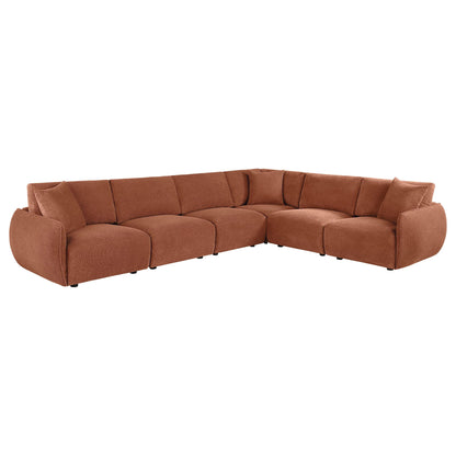 Elysia 6-piece Fabric Upholstered Modular Sectional Sofa Coral