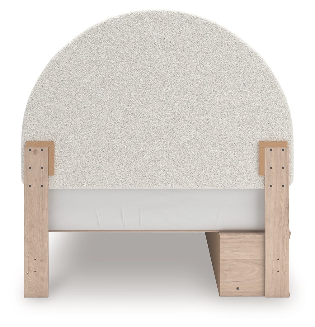 Arloster - 4 Pc. - Full Panel Storage Bed, Dresser, Mirror And Nightstand - Tan