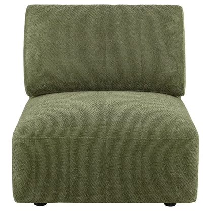 Elysia Fabric Upholstered Modular Armless Chair Green