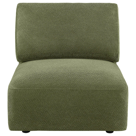Elysia Fabric Upholstered Modular Armless Chair Green