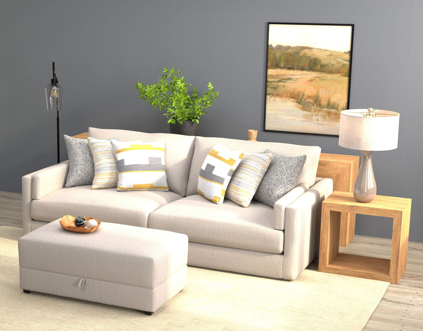 Trevor - Extra Deep Oversized Sofa With Included Storage Cocktail Ottoman