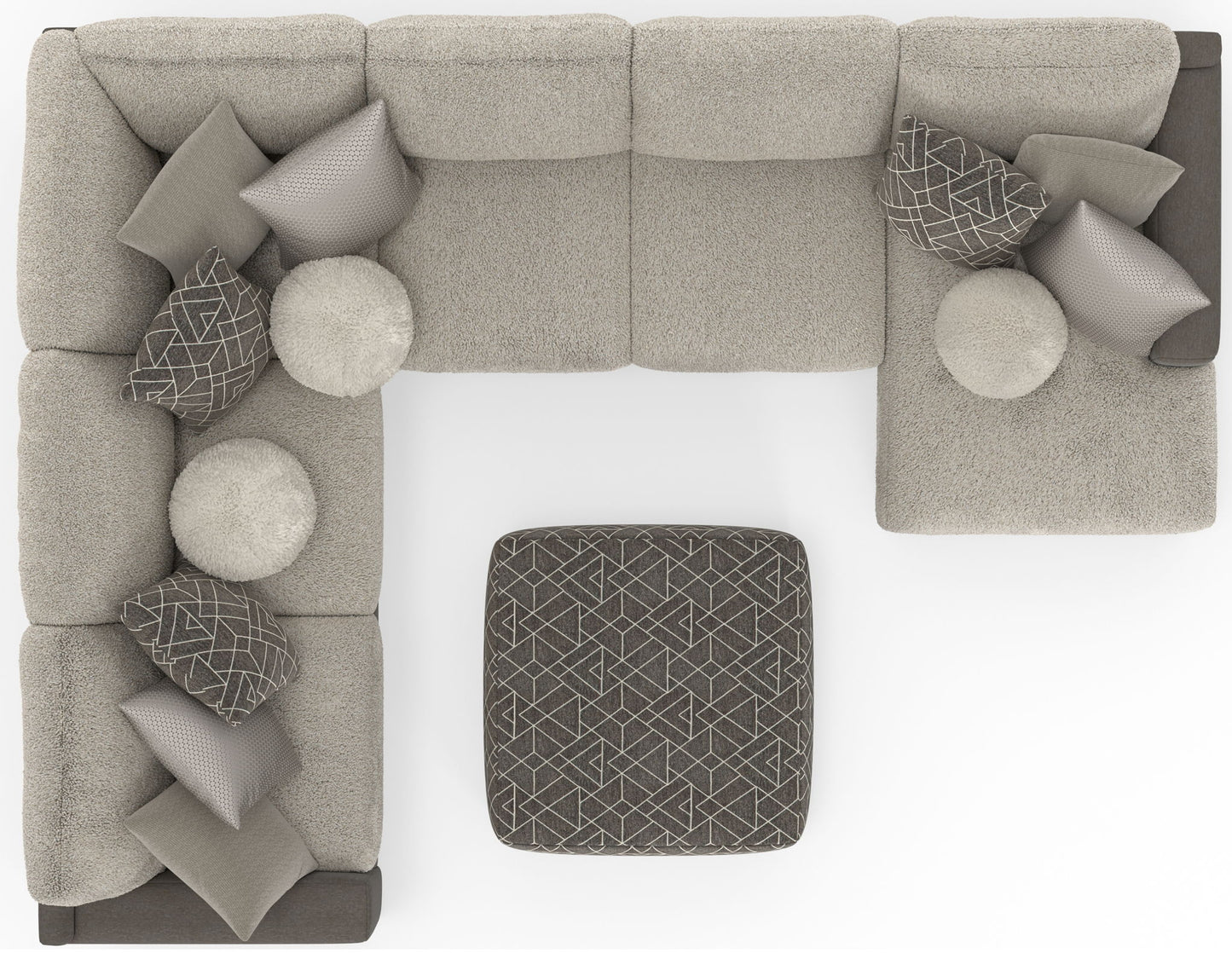 Canyon - 4 Piece Sectional With Cuddler Seat Cushions, Included Accent Pillows And Cocktail Ottoman (Right Side Facing Chaise) - Umber