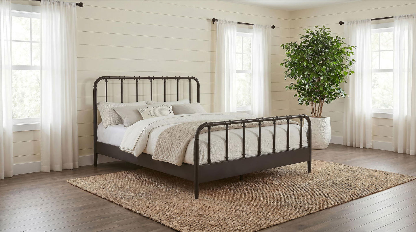 Rocco All Wood Water Pipe Open Frame Queen Bed Dark Bronze