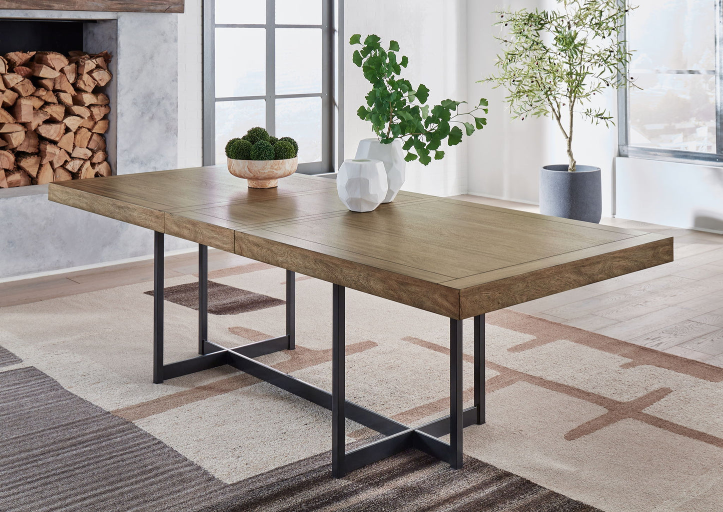Tomtyn - Rectangular Dining Room Extension Table - Light Brown