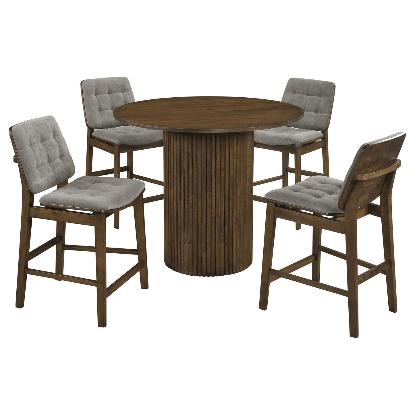 Hamlyn 5-piece Round Wood Counter Height Dining Set Grey and Walnut