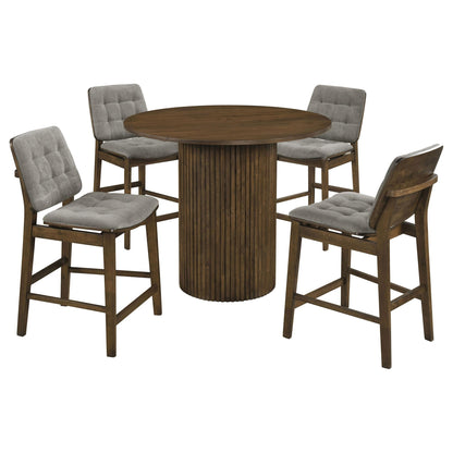 Hamlyn 5-piece Round Wood Counter Height Dining Set Grey and Walnut