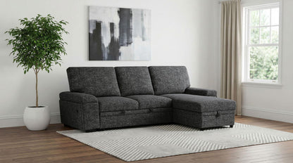 Demko Sleeper Sectional Sofa with Speaker and Storage Chaise Granite