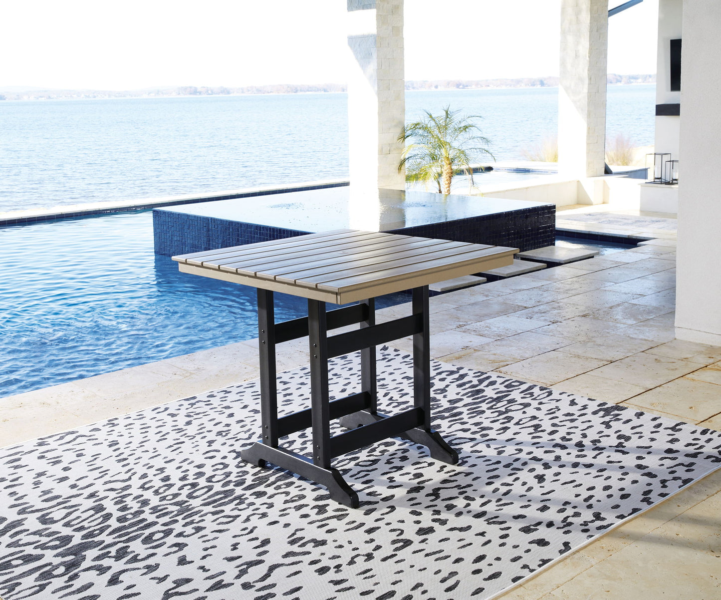 Fairen Trail - Square Counter TBL w/Umb OPT - Black / Driftwood