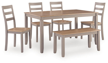 Harperfeld - Dining Room Table Set (Set of 6) - Natural / Gray