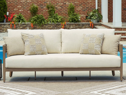 Serene Bay - Sofa With Cushion - Dark Brown / White
