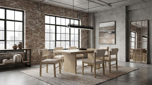 Decker 7-piece 82-inch Rectangular Dining Set Cream and Natural Oak