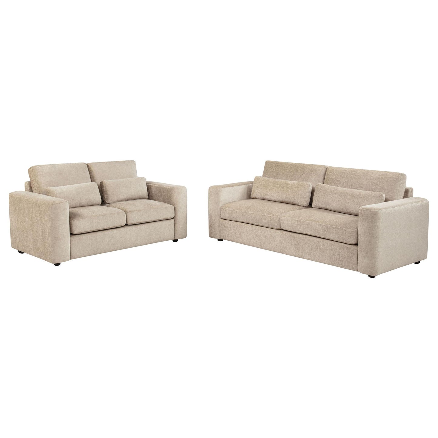 Amador 2-piece Chenille Upholstered Track Arm Sofa Set Camel