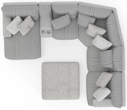 Abraxas - 6 Piece Power Reclining Sectional With Lay-Back Chaise, 2 Reclining Seats, And Included Cocktail Ottoman (LSF Chaise) - Moonstruck