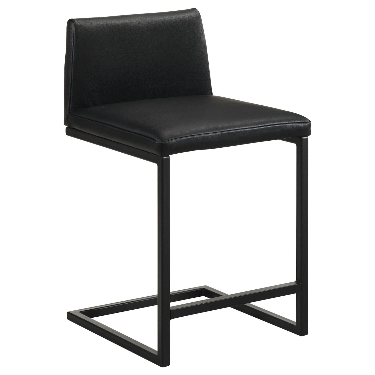 Vardon Genuine Leather Counter Height Chair Black (Set of 2)