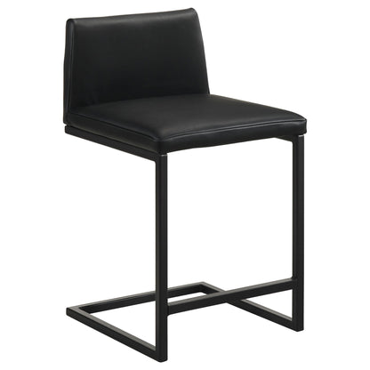 Vardon Genuine Leather Counter Height Chair Black (Set of 2)