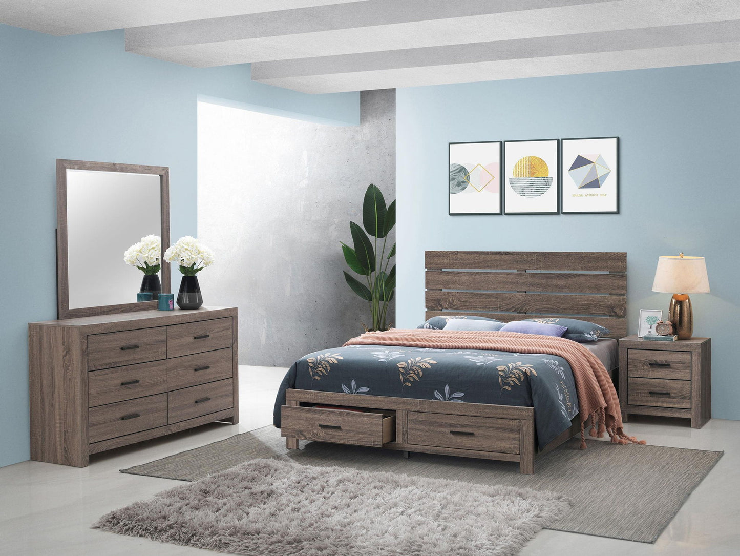 Brantford 4-piece Eastern King Bedroom Set Barrel Oak