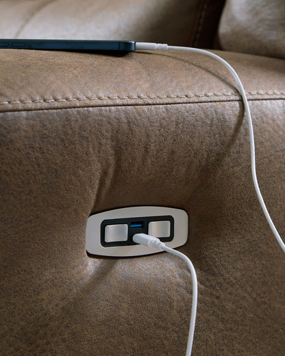 Beckley Place - 2 Seat Power Reclining Sofa With Adjustable Headrest - Earth