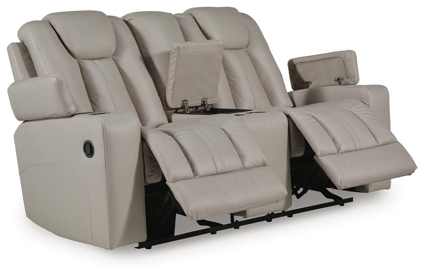 Elevate Edges - Glide Reclining Loveseat With Console - Coin