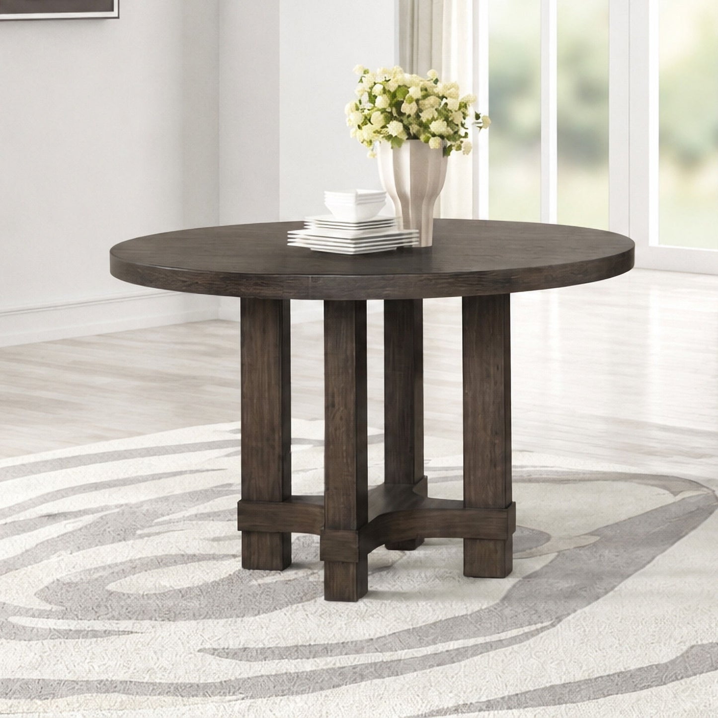 Cityscape - Round Dining Table - Dark Brown